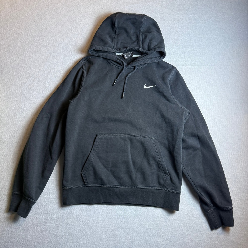Nike Mens Sportswear Club Fleece Hoodie Black White Swoosh Pullover Small